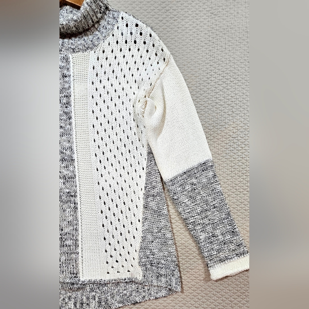 Violet Ruby Gray & Cream Modern Turtleneck Knit O… - image 3
